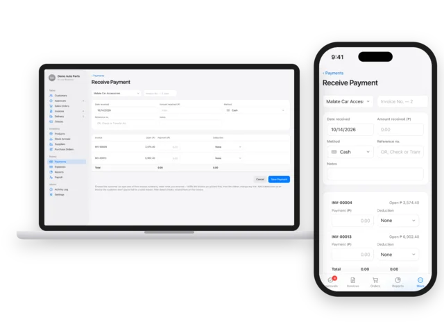 Distribution App on a Mac and an iPhone: Receive Payment with two open invoices for one customer