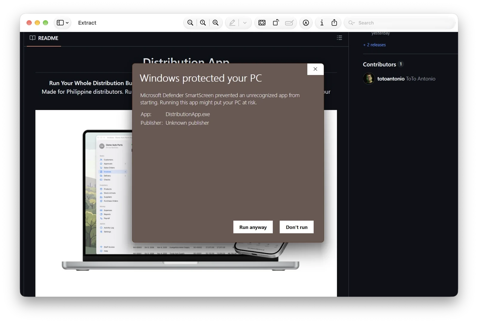 Windows protected your PC — More info, then Run anyway